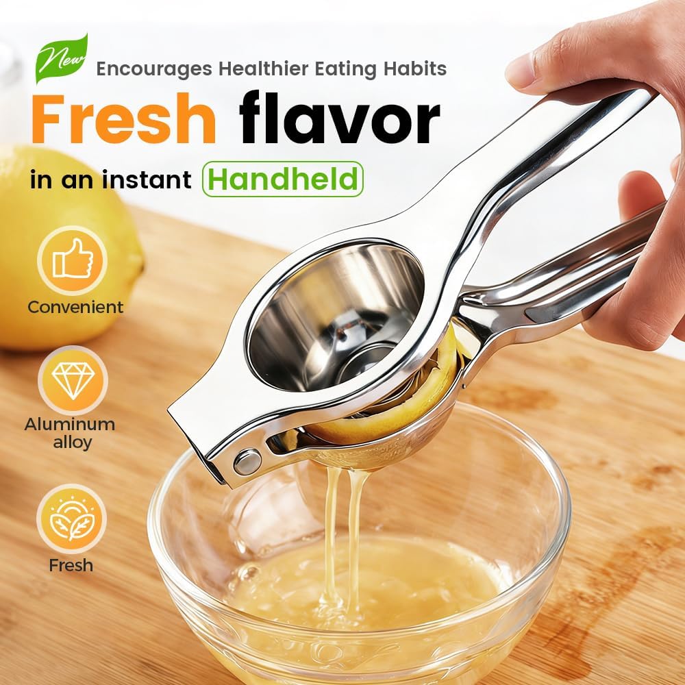Lemon Squeezer, Stainless Steel Lemon Squeezer with Zester, Heavy Duty Squeezer Juicer for Lemon, Press Citr V1258-DP02-F-432