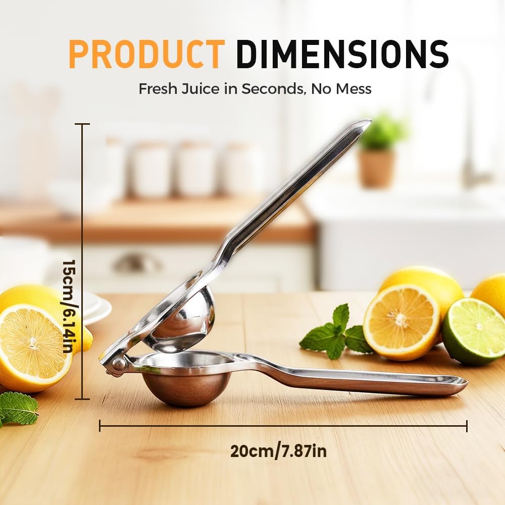 Lemon Squeezer, Stainless Steel Lemon Squeezer with Zester, Heavy Duty Squeezer Juicer for Lemon, Press Citr V1258-DP02-F-432