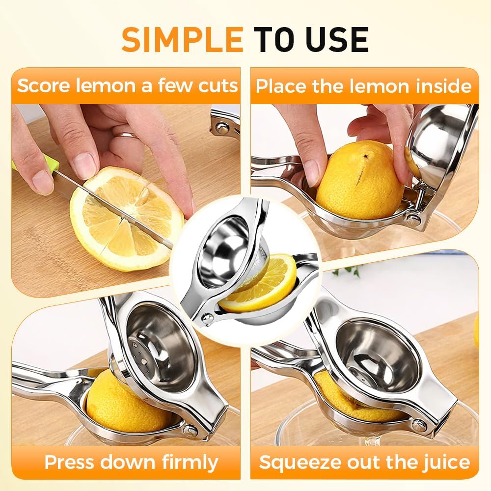 Lemon Squeezer, Stainless Steel Lemon Squeezer with Zester, Heavy Duty Squeezer Juicer for Lemon, Press Citr V1258-DP02-F-432