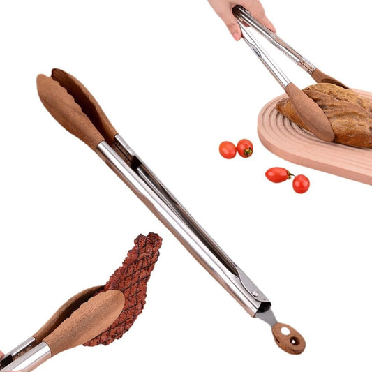Walnut Wood Tongs for Cooking, Stainless Steel Anti-Slip Long Handle Wood Salad Tongs, Cooking Tong Tools for V1258-DP02-F-436