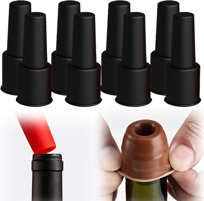 8 PCS Silicone Wine Stopper for Wine Bottles, Double-Layer Leakproof Seal, Reusable Sparkling Wine Bottle V1258-DP02-F-44
