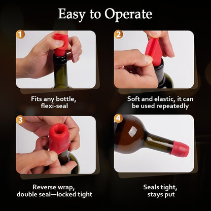 8 PCS Silicone Wine Stopper for Wine Bottles, Double-Layer Leakproof Seal, Reusable Sparkling Wine Bottle V1258-DP02-F-44