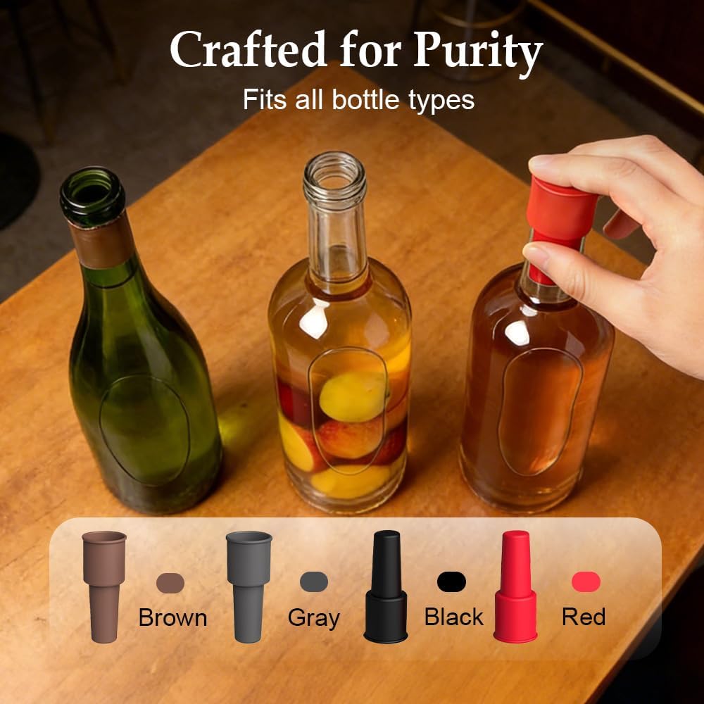 8 PCS Silicone Wine Stopper for Wine Bottles, Double-Layer Leakproof Seal, Reusable Sparkling Wine Bottle V1258-DP02-F-44