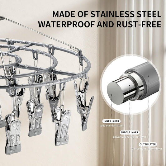 Drying Rack Clothing with 24 Clips, Sock Hanger for Drying, Hanging Clothes Dryer Underwear Hangers Racks V1258-DP02-F-445