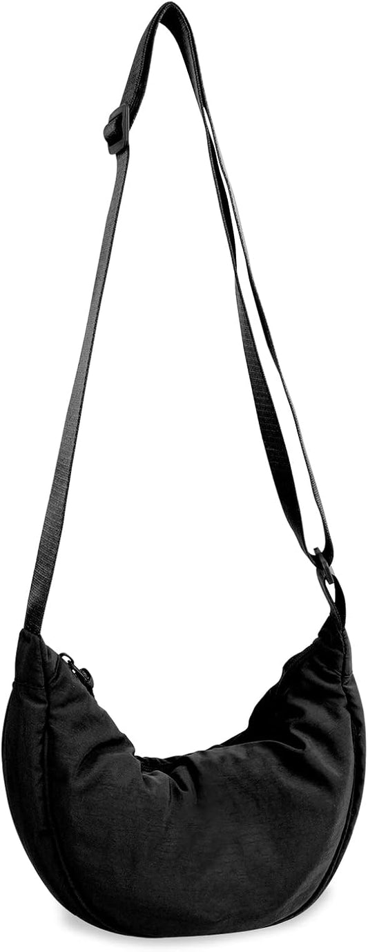 Nylon Crescent Crossbody Bag for Women Purses Trendy Men,Small Travel Sling Bag Hobo V1258-DP02-F-446