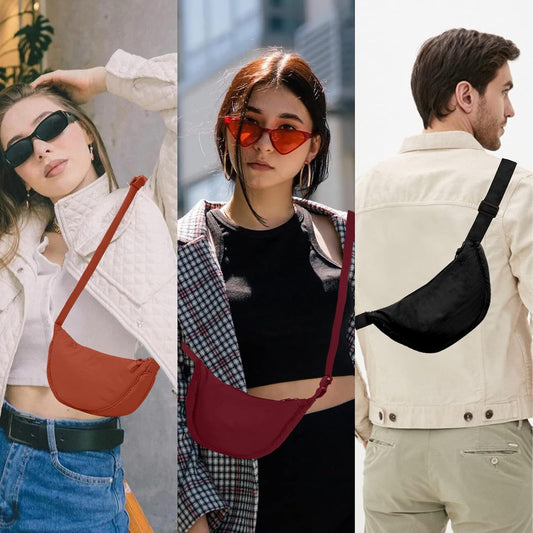 Nylon Crescent Crossbody Bag for Women Purses Trendy Men,Small Travel Sling Bag Hobo V1258-DP02-F-446