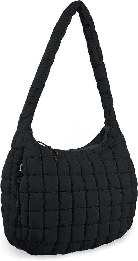 Quilted Puffer Tote Bag Purse Puffy Crossbody Shoulder Bag,Lightweight Nylon Hobo Bag Puffer Carryall Bag for V1258-DP02-F-447