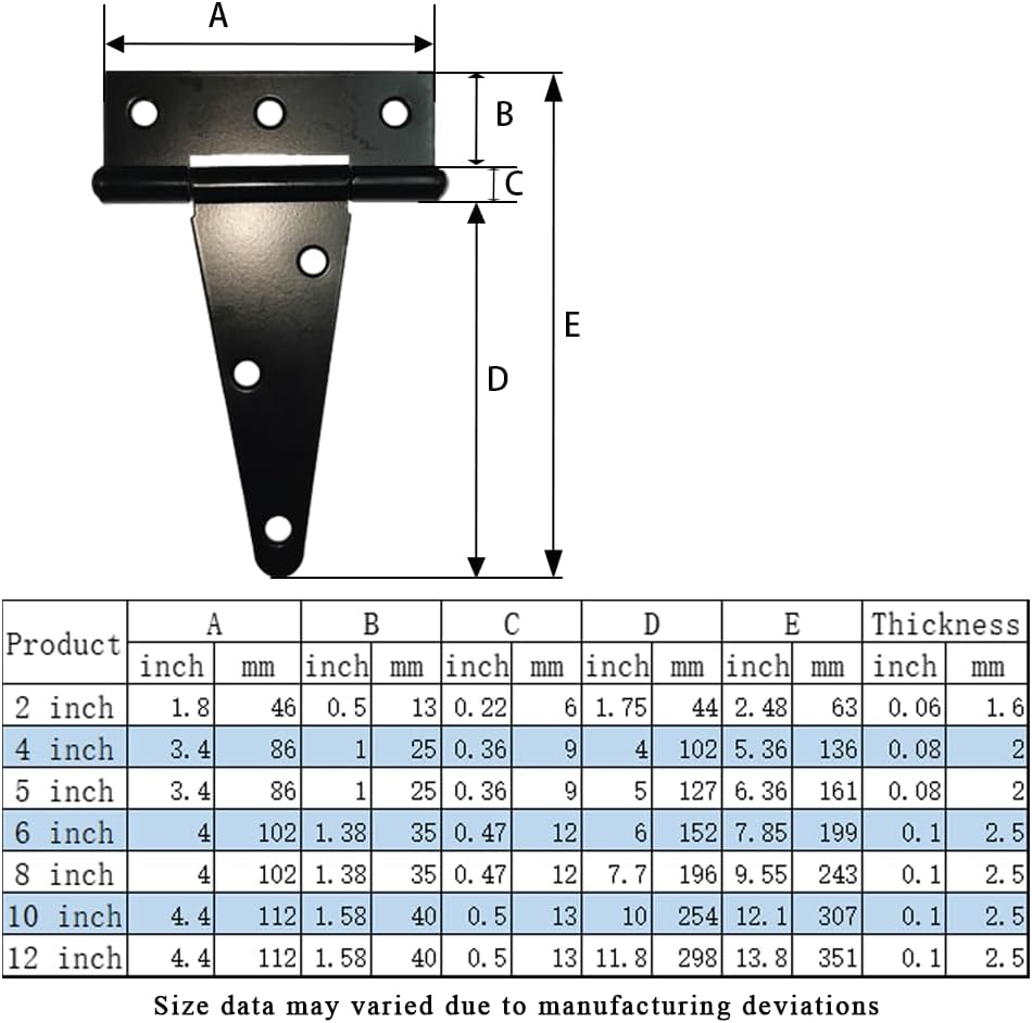 Heavy Duty T Hinge Tee Hinge T Strap Hinge Shed Hinge Gate Hinge Barn Hinge Fence Hinge Door Hinge Wrought V1258-DP02-F-451