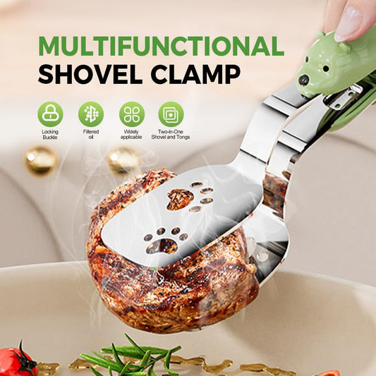 2 PCS Stainless Steel Grill Clamp, Upgrade Cooking Spatula Tongs with Non-Slip Grip, Heavy Duty Food-Grade V1258-DP02-F-46