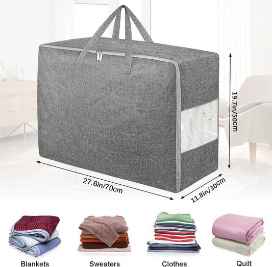 2Pack 105L Extra Large Storage Bags, Folding Moving Comforter Blanket Storage Bags Closet Organizers and V1258-DP02-F-462