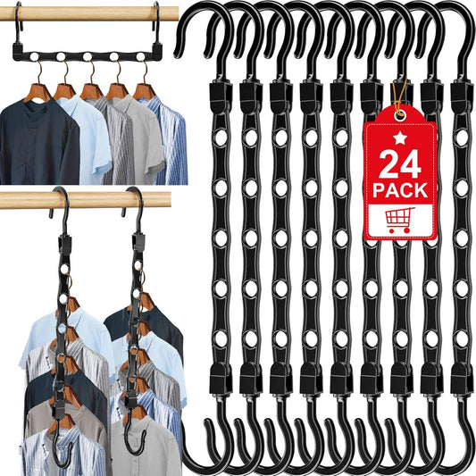24 Pack Hangers Space Saving Magic Space Saver Storage Smart Plastic Clothes Hanger Organizer Closet V1258-DP02-F-465
