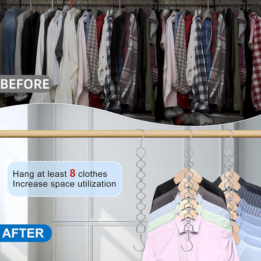 Space Saving Hangers for Clothes 6 Pack, Sturdy Metal Hangers Heavy Duty Magic Clothes Space Saver Hanger V1258-DP02-F-466