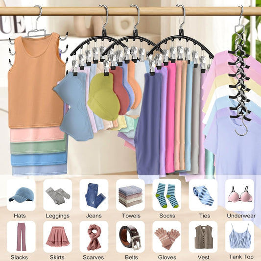 5 Pack Legging Organizer for Closet Hanging, 3 Pants Leggings Hangers with 30 Clips, 1 Tank Top Hanger, 1 V1258-DP02-F-467