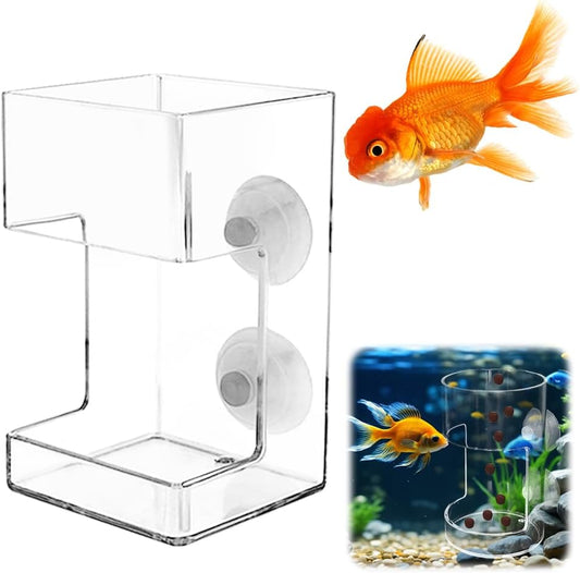 No Mess Aquarium Feeder, 2026 New Acrylic Clear Fish Tank Feeder with Suction Cup, Preventing Food Scattering V1258-DP02-F-47