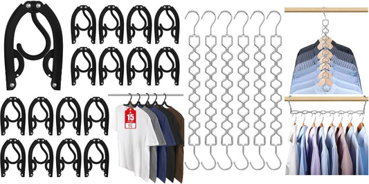 6 Pack Space Saving Hangers for Clothes, Heavy Duty 30Lbs Capacity Clothes Metal Hanger Organizer, 15 Pcs V1258-DP02-F-471