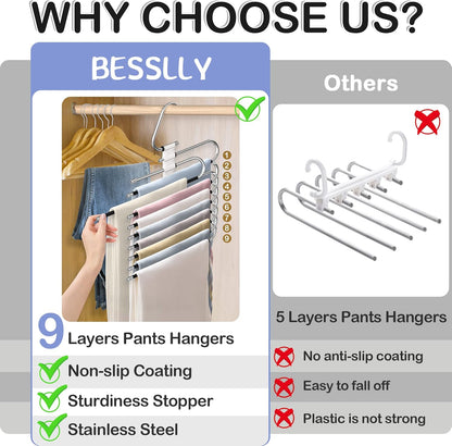 15 Pcs Travel Hangers Portable Foldable Travel Hanger Organizer 2 Pack 9 Layers Pants Hangers Space Saving V1258-DP02-F-472