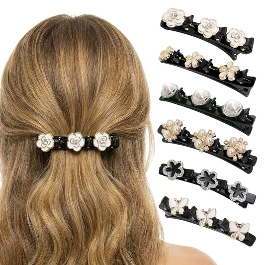 6 Pcs Sparkling Crystal Stone Braided Hair Clips, Duckbill Hair Clips for Women, Rhinestone Hair Accessories V1258-DP02-F-48