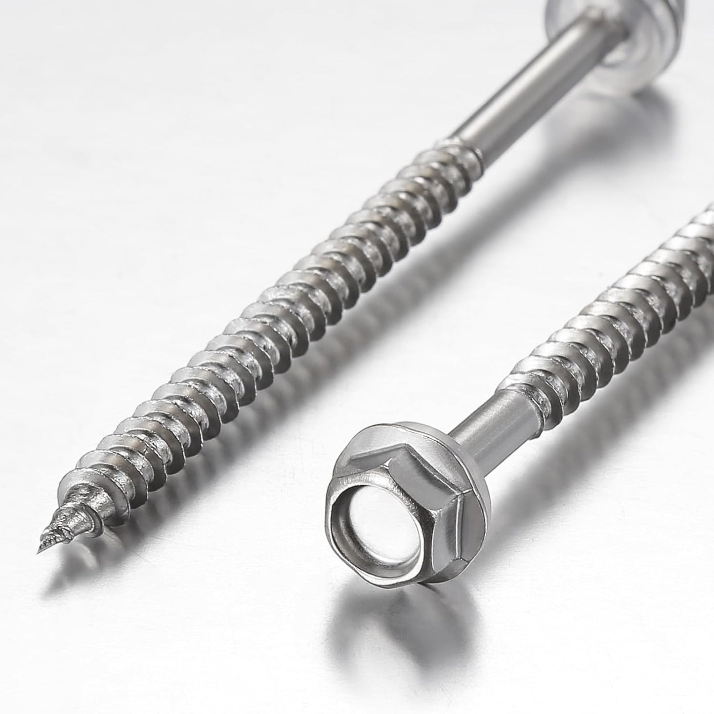 (200Pcs)#10x1-1/4 Self-Tapping Screws for Wood 410 Stainless Steel Hexagon Head Quick Tapping V1258-DP02-F-480