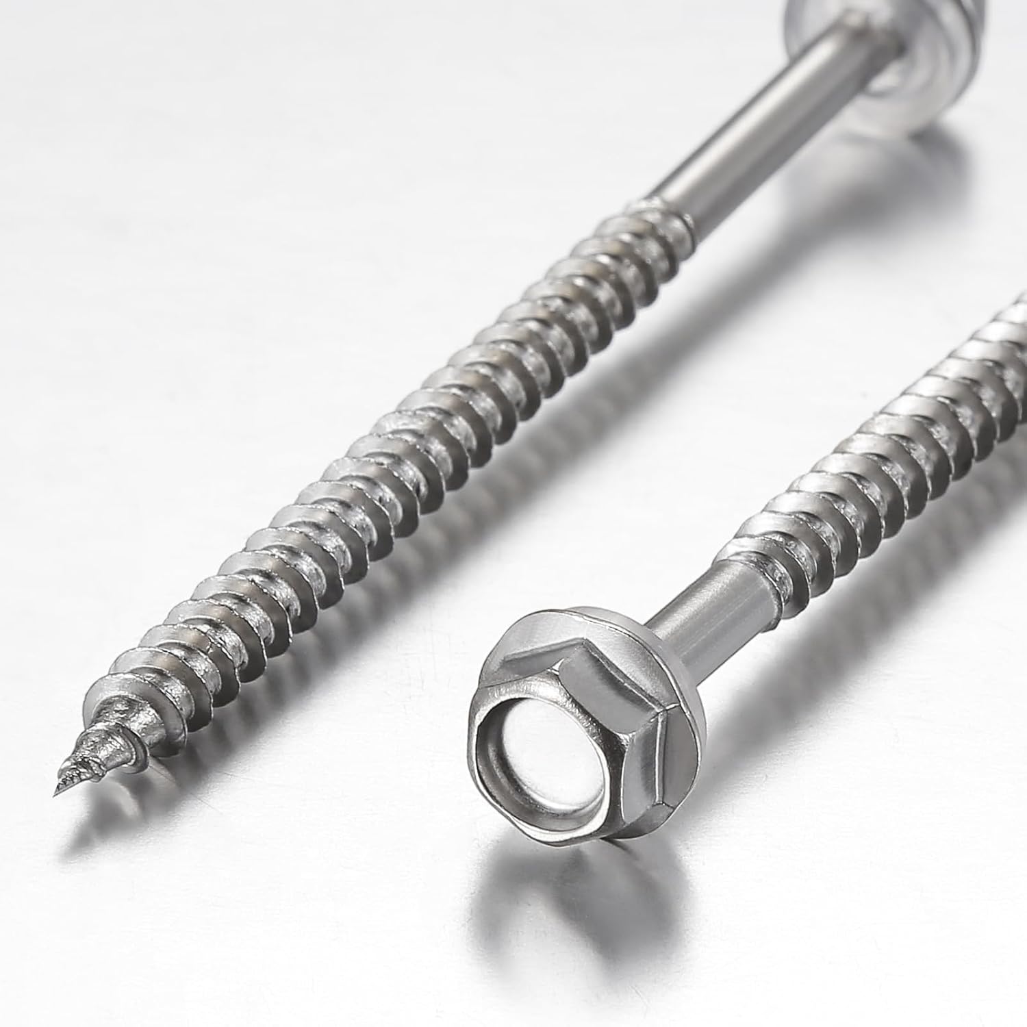 (200Pcs)#10x1-1/4 Self-Tapping Screws for Wood 410 Stainless Steel Hexagon Head Quick Tapping V1258-DP02-F-480