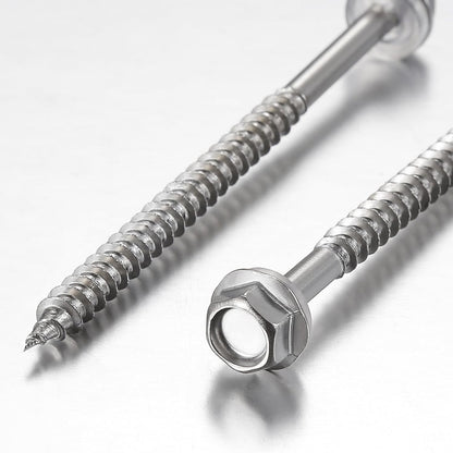 (200Pcs)#10x1-1/4 Self-Tapping Screws for Wood 410 Stainless Steel Hexagon Head Quick Tapping V1258-DP02-F-480