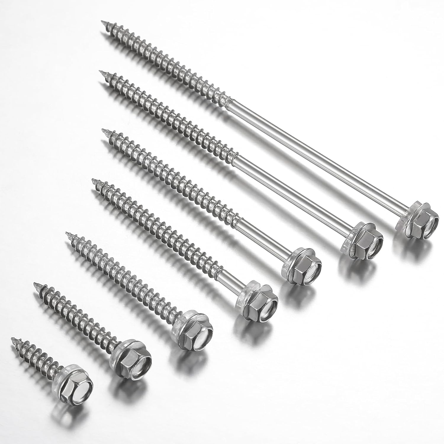 (200Pcs)#10x1-1/4 Self-Tapping Screws for Wood 410 Stainless Steel Hexagon Head Quick Tapping V1258-DP02-F-480