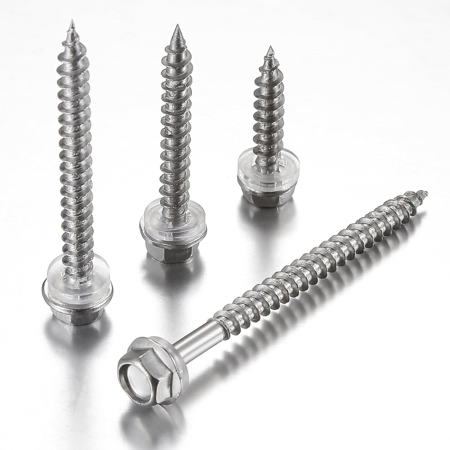 (200Pcs)#10x1-1/4 Self-Tapping Screws for Wood 410 Stainless Steel Hexagon Head Quick Tapping V1258-DP02-F-480