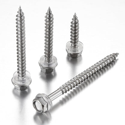 (200Pcs)#10x1-1/4 Self-Tapping Screws for Wood 410 Stainless Steel Hexagon Head Quick Tapping V1258-DP02-F-480