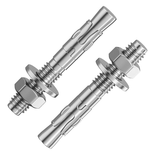 10Pcs 3/8x2-1/2 Inch Standard Fasteners for Heavy-Duty 304 Stainless Steel Wedge Anchors for Cement and V1258-DP02-F-481