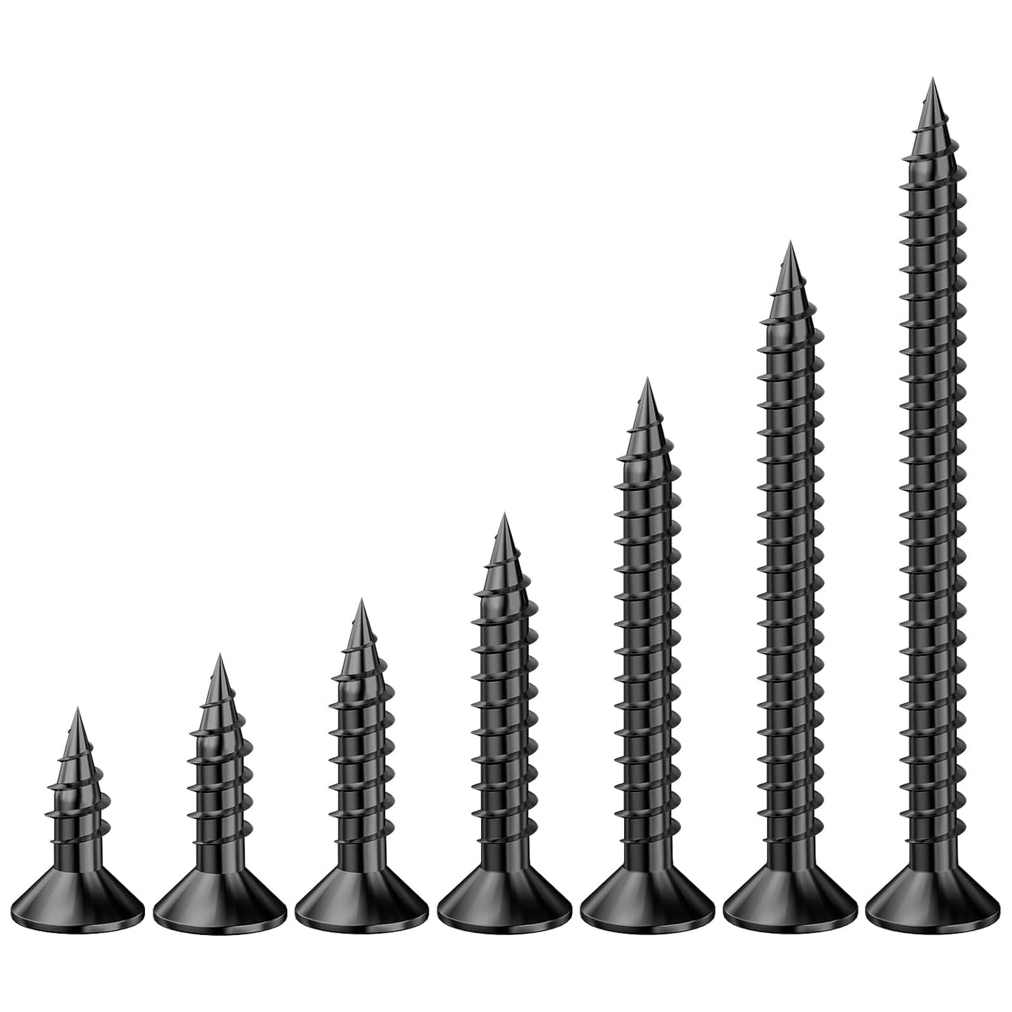 (300Pcs) #8x1-1/2 Black Wood Screw Quick Metal Self Tapping Flat Head V1258-DP02-F-482