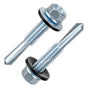 (300pcs) #12X1-1/4 Extended Hexagonal self-Tapping zinc-Plated Screws with Rubber washers,10mm Steel Plate V1258-DP02-F-483