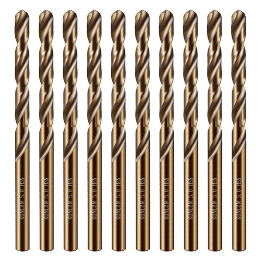 3/16" Cobalt Drill Bit(10Pcs), M35 HSS Metal Drill Bit Set forwood, Hard Metal, Stainless Steel, Cobalt Steel V1258-DP02-F-484