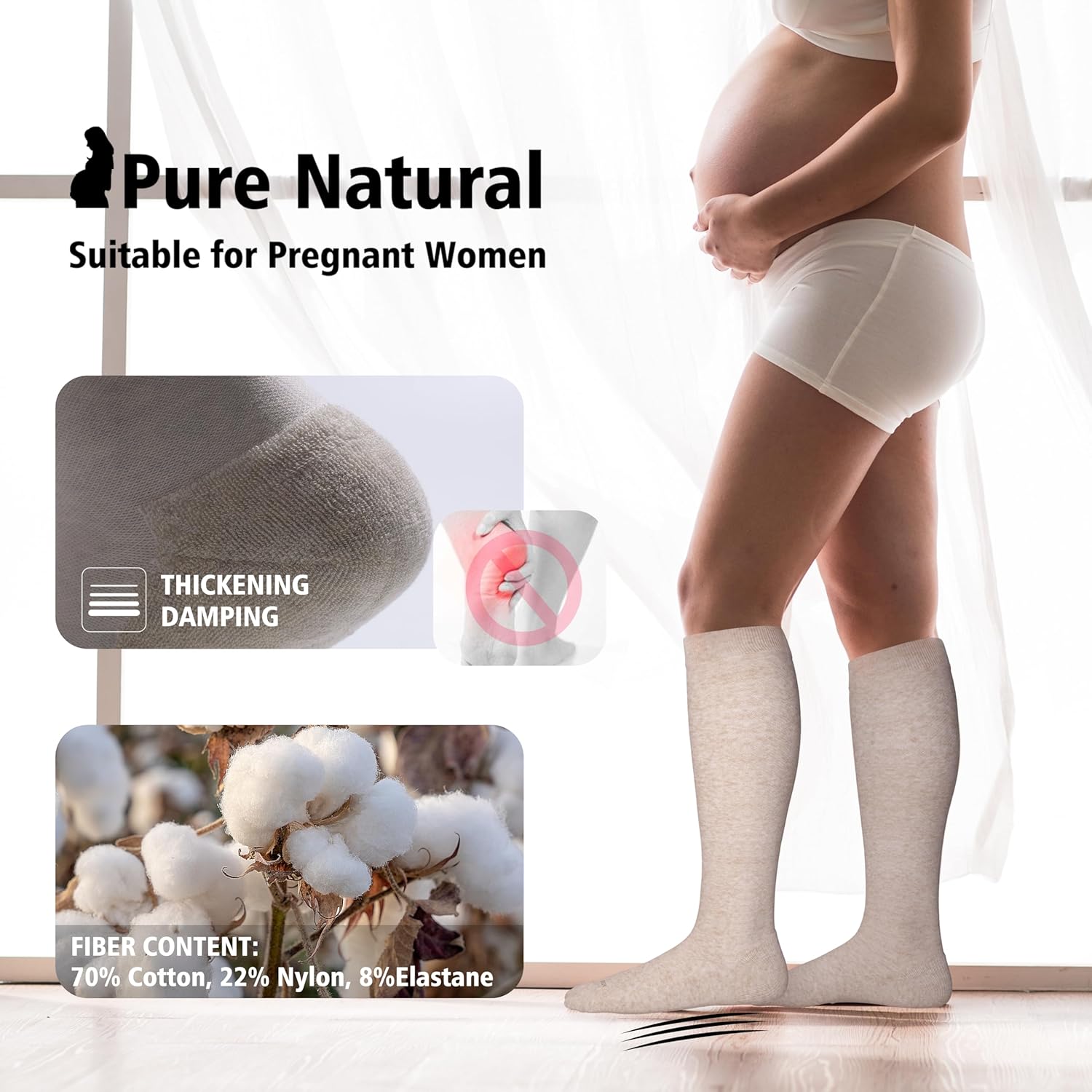 Cotton Compression Socks for Women&Men 20-30mmHg Knee High Cute Support Sock for Nurses Pregnancy Travel V1258-DP02-F-498