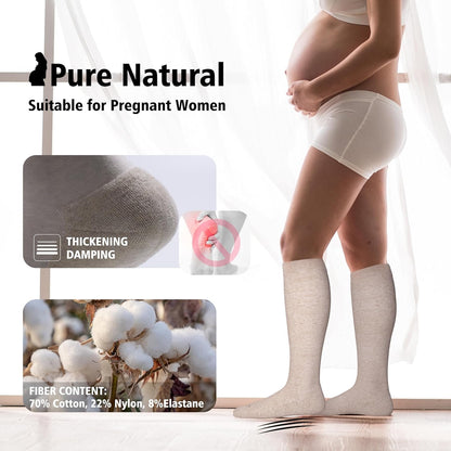 Cotton Compression Socks for Women&Men 20-30mmHg Knee High Cute Support Sock for Nurses Pregnancy Travel V1258-DP02-F-498