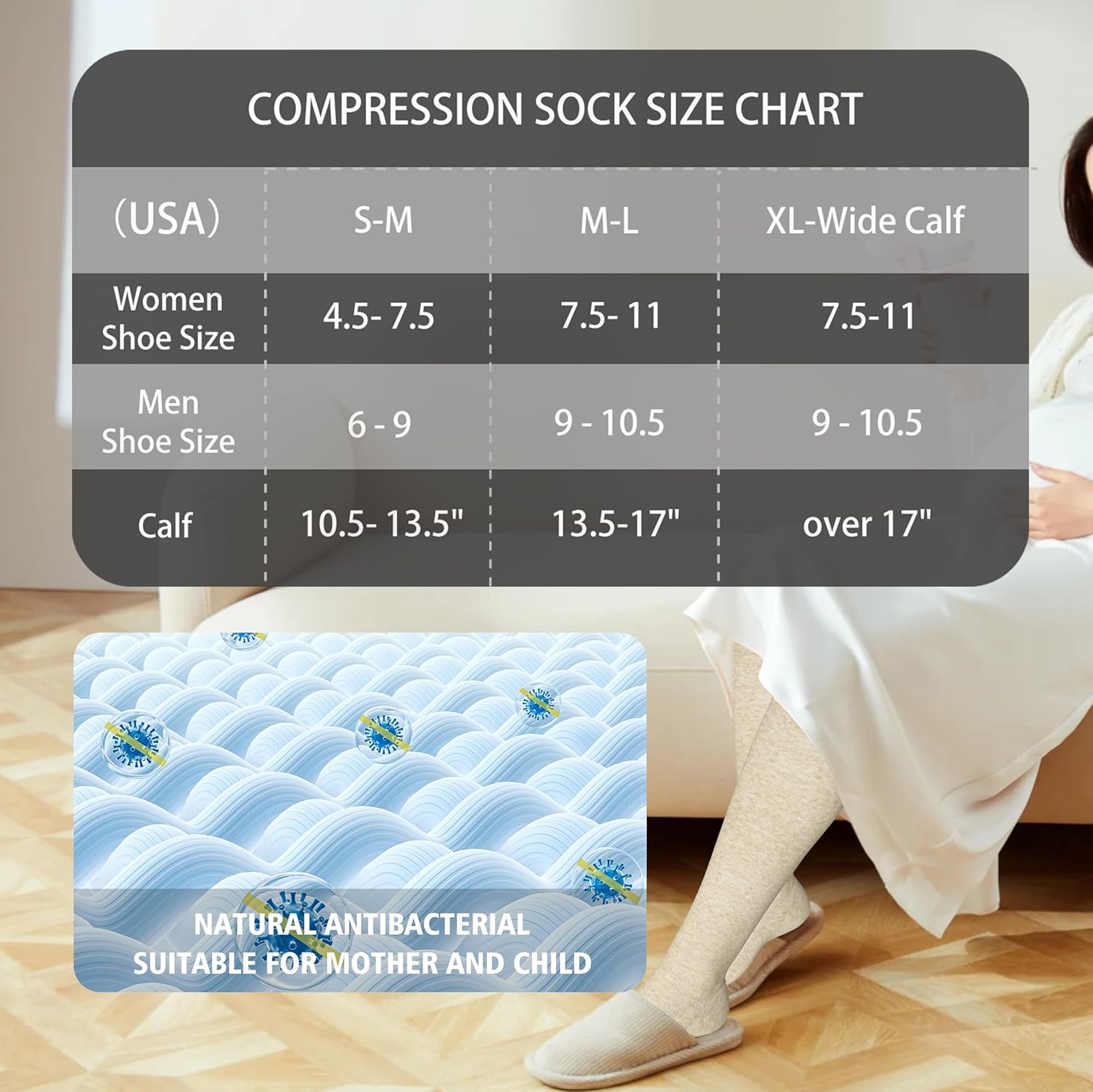 Cotton Compression Socks for Women&Men 20-30mmHg Knee High Cute Support Sock for Nurses Pregnancy Travel V1258-DP02-F-498