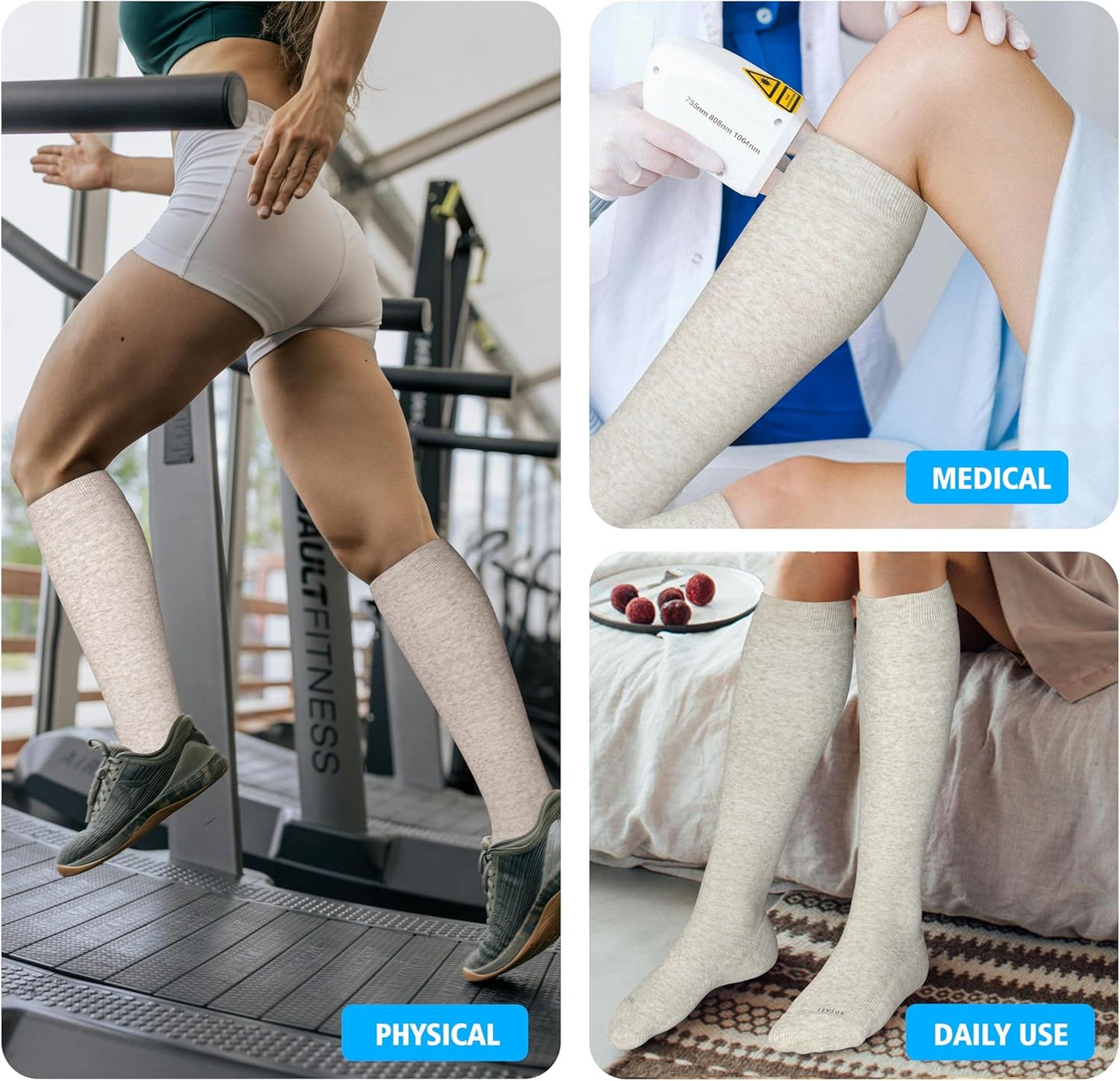 Cotton Compression Socks for Women&Men 20-30mmHg Knee High Cute Support Sock for Nurses Pregnancy Travel V1258-DP02-F-498