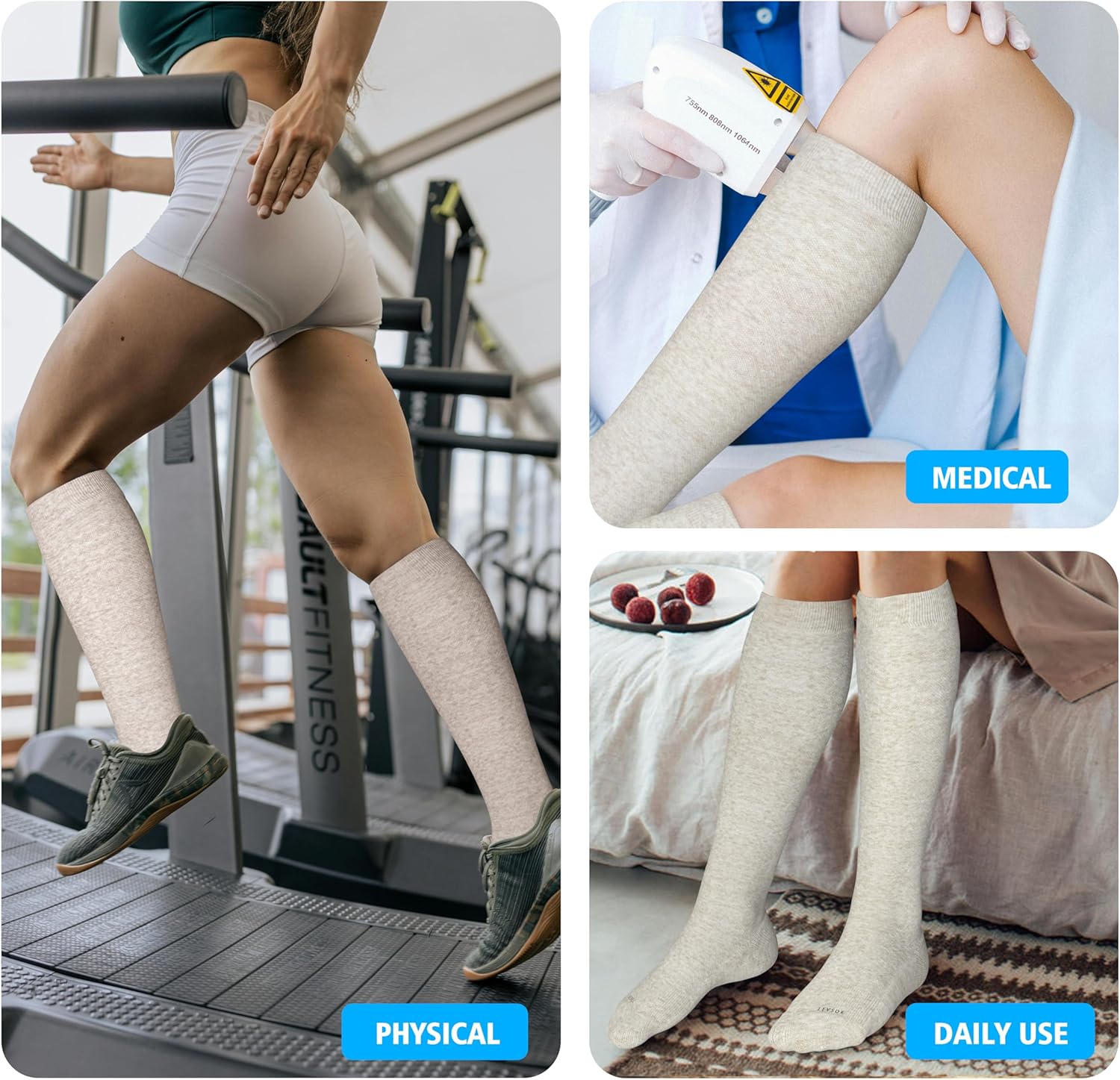 Cotton Compression Socks for Women&Men 20-30mmHg Knee High Cute Support Sock for Nurses Pregnancy Travel V1258-DP02-F-498