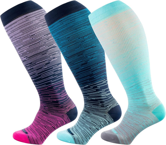 Wide Calf Compression Socks for Women & Men Extra Large Size Support Socks for Nurses Running Pregnant V1258-DP02-F-505