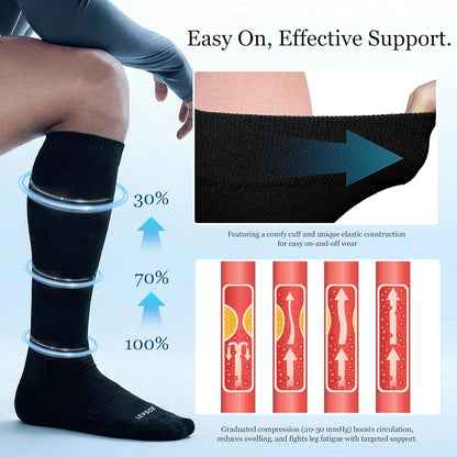 Bamboo Viscose Graduated Compression Socks for Women&Men - Chioned Knee-High 20-30 mmHg Support Socks V1258-DP02-F-507