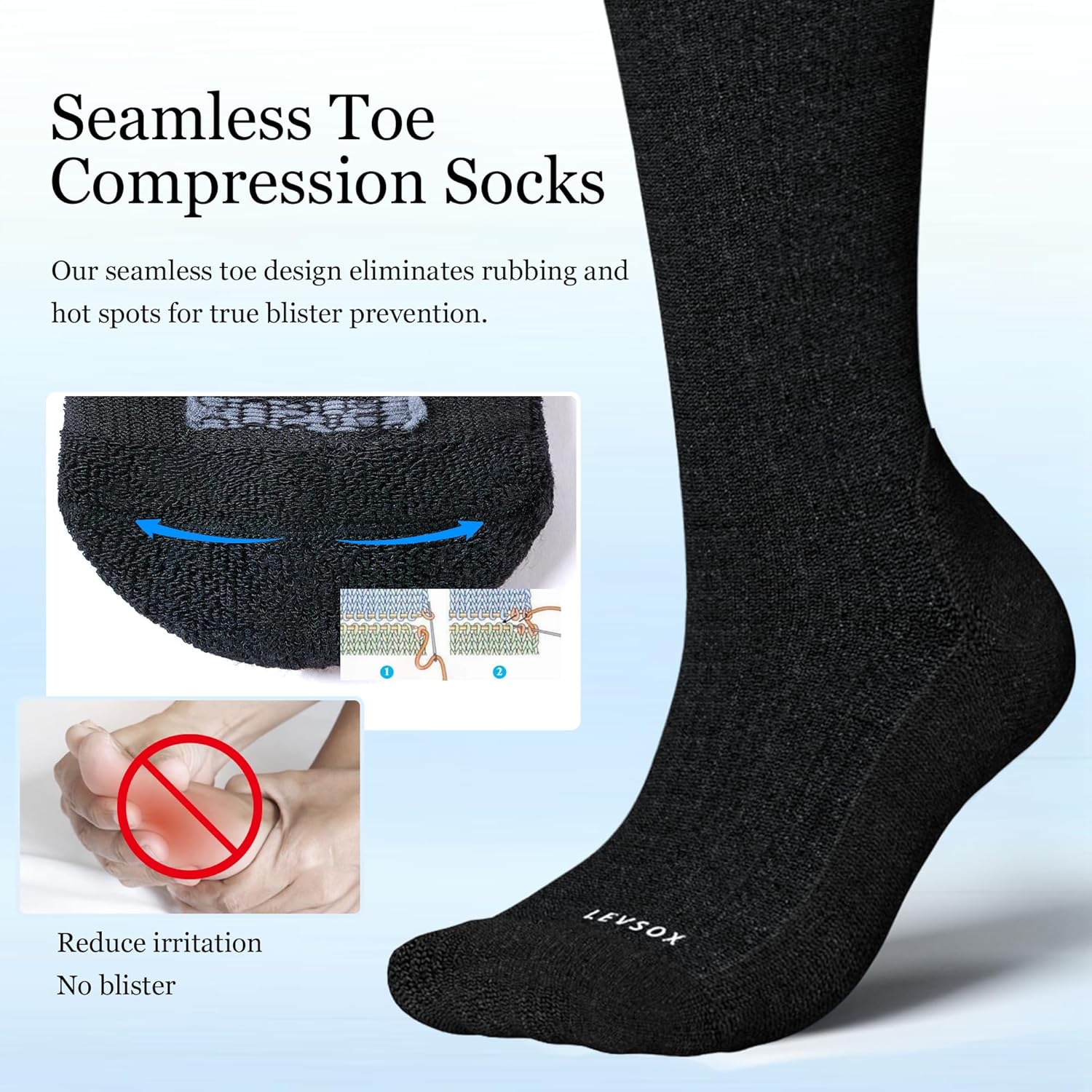 Bamboo Viscose Graduated Compression Socks for Women&Men - Chioned Knee-High 20-30 mmHg Support Socks V1258-DP02-F-507