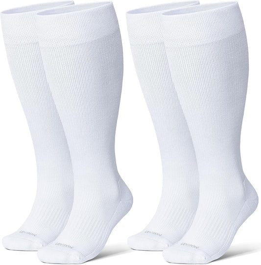 Wide Calf Chioned Compression Socks for Men & Women, Made with Viscose from Bamboo 15-20 mmHg, Knee High V1258-DP02-F-508