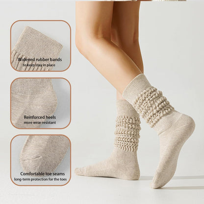 Merino Wool Slouch Socks for Women Soft Knee High Scrunch Warm Cozy Stacked Boot Socks 3 Pack V1258-DP02-F-511
