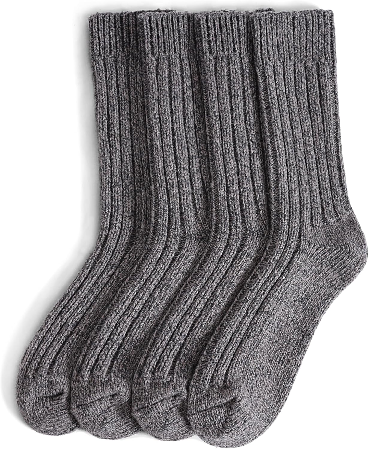 97% Merino Wool Crew Socks for Men & Women 2 Pairs - Classic Rib, Thick Wool Socks for Hiking, Work, Ski V1258-DP02-F-515