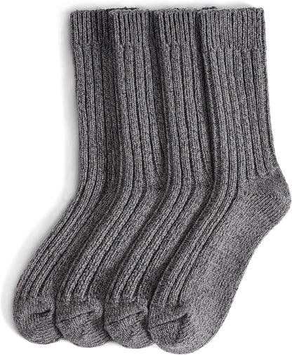97% Merino Wool Crew Socks for Men & Women 2 Pairs - Classic Rib, Thick Wool Socks for Hiking, Work, Ski V1258-DP02-F-515