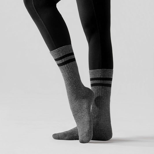 Womens Striped Socks Cotton Athletic Running Chioned Calf Socks Casual School Style 3 Pairs V1258-DP02-F-519