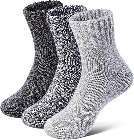 Merino Wool Socks for Women 3 Pairs - Thick Cozy Crew Thermal Boot Socks for Hiking,Cabin Work,Gift,Everyday V1258-DP02-F-521
