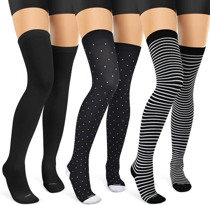 Thigh High Compression Socks for Women 15-20 mmHg Over the Knee Compression Stockings for Men 3 Pair V1258-DP02-F-524