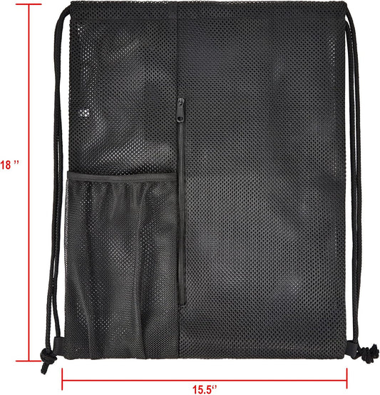 Heavy Duty Mesh Drawstring bag for Soccer Ball, Beach Toys -Drawstring Backpack Sports Gym Bag V1258-DP02-F-527