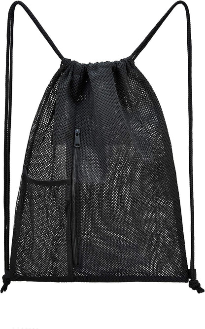Heavy Duty Mesh Drawstring bag for Soccer Ball, Beach Toys -Drawstring Backpack Sports Gym Bag V1258-DP02-F-527