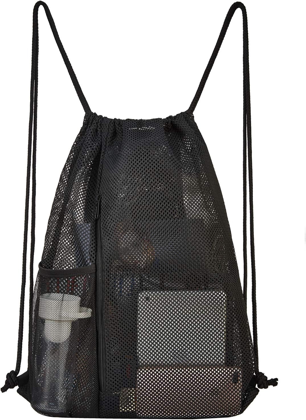 Heavy Duty Mesh Drawstring bag for Soccer Ball, Beach Toys -Drawstring Backpack Sports Gym Bag V1258-DP02-F-527