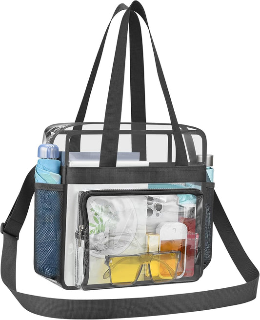 Clear Bag for Stadium Events, 12x6x12 Transparent Stadium Messenger Bag for Concerts, Work, Sports Games, Gym V1258-DP02-F-529